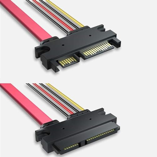 AYMBH 30cm 22-Pin SATA Data & Power Combo Extension Cable - Male to Female 7+15 Pin HDD/SSD/Optical Drive Extension, High-Speed Data Transfer up to 3Gbps, Slim & Flexible Cable for Compact Cases