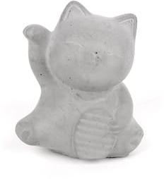 Handworkz | Mia - Katze winkend aus Beton | dekorativ & hochwertig | Figur | schlicht | modern | Skulptur | Handarbeit - Made in Germany (Grau)
