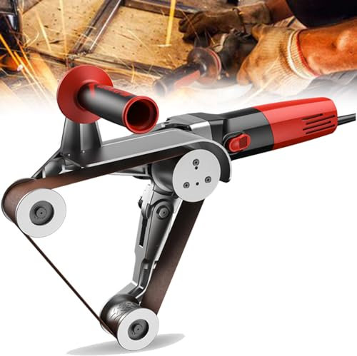 Ponceuse à Polir les Tuyaux, Ponceuse à Bande pour Tuyaux 1100 W avec 6 Vitesses Variables, Ponceuse à Bande Professionnelle avec 5 Bandes Abrasives,3Roller