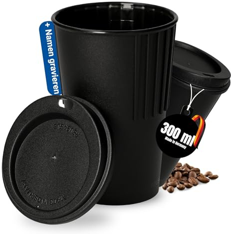 Personalisierter Kaffeebecher to go 300 ml - Trinkbecher lebensmittelecht | Coffee to go, doppelwandig, hält lange warm, Büro, Auto, Reise, Made in Germany