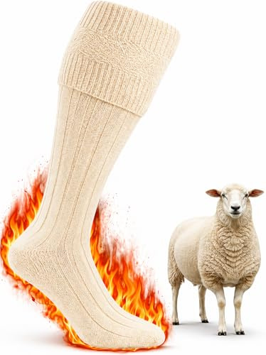 ZANGOC Men’s Thermal Knee-High Socks Wool Blend – UK 6–11 Leg Warmers Comfortable Knee High Socks Hose Casual Wedding Sports UK 6-11