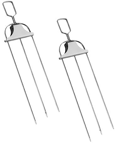 CAXUSD 2 Forchette Rotanti Acciaio Inossidabile Per Spiedo Girarrosto Accessori Per Barbecue Perfette Per Carne Pollo Verdure