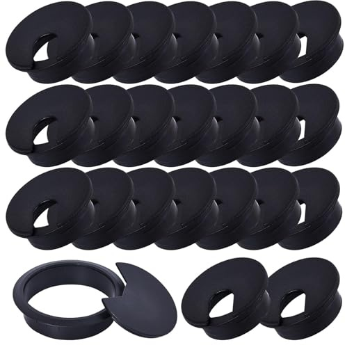 24 Pcs Desk Grommet 35mm, Desk Hole Cover, Desk Cable Grommet, Desk Cable Hole Cover, Office Cable Grommets (Black)