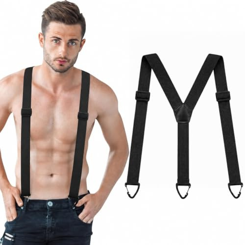 beueyfr Braces for Men Trousers, 40mm Wide With Snap Hooks | Elastic, Adjustable, No Clip Design, Strong Hold for Work & Daily Use