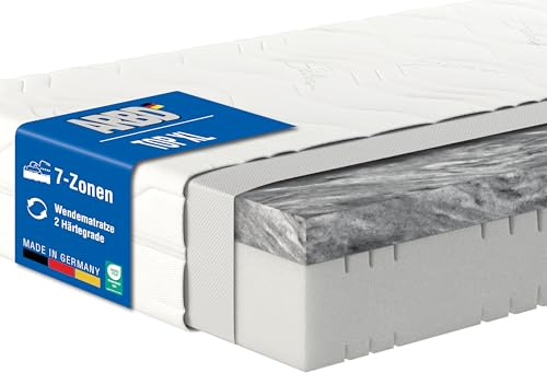 ARBD Top XL Fresh Matratze 140x200 cm – 7-Zonen Kaltschaum, Wendematratze mit Topper, 2 Härtegrade H3/H4 – orthopädisch, atmungsaktiv – Matratze für weiches bis hartes Liegegefühl