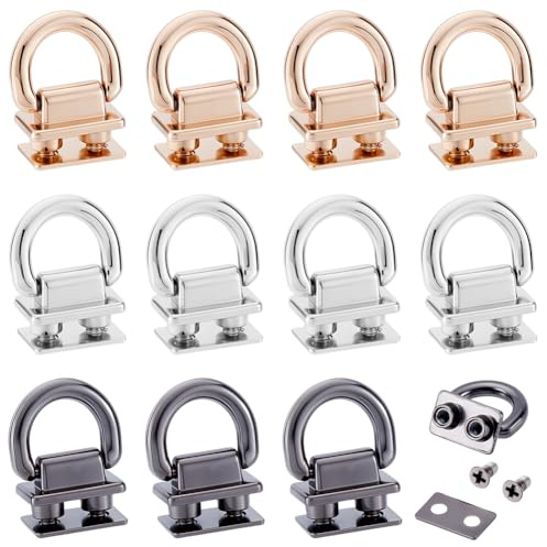 FREEBLOSS 12 Stück Metall Taschenverbinder D Ringe Für Geldbörsenbrücken Aufhänger Schnalle Geldbörsenverschluss Hardware Taschenherstellung Zubehör Für Schlüsselanhänger Schlüsselband
