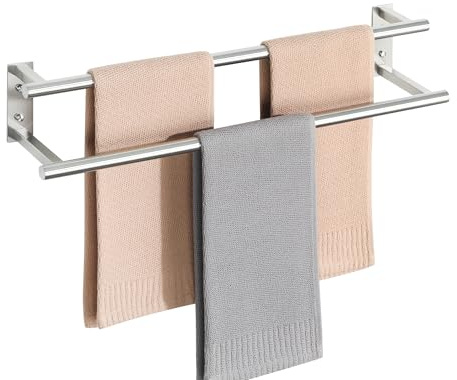 Mooche 60CM Handtuchhalter Wand,Doppelter Handtuchhalter Bohren Gebürstet | SUS304 Handtuchhalter Edelstahl Gästehandtuchhalter,Handtuchständer Küche für Bad und Schlafzimmer Rostfrei Langlebig
