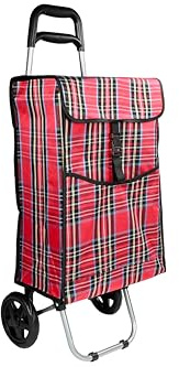 Benson Products Faltbarer Einkaufstrolley mit 2 Rädern, 92 x 34 x 27 cm, Tragkraft 25 kg, Volumen 40 Liter, Karomuster - Ideal für Einkäufe und den Transport von Gegenständen