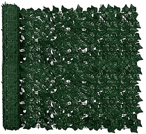 Panneaux de clôture en treillis à feuilles vertes artificielles – Écran de faux lierre pour jardin extérieur, balcon et aménagement paysager – Rouleau de haie décorative pour mur de jardin (couleur
