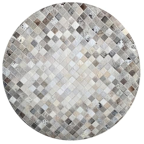 Tappeto in pelle di mucca, tappeto rotondo in vera pelle, antiscivolo, ipoallergenico, for la cameretta dei bambini, tappeto minimalista in pelliccia, grande tappeto in pelle di mucca fatto a mano for
