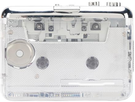 Depisuta Lecteur de Cassette, Convertisseur de Cassette Portable à MP3 avec Logiciel de Convertisseur de Bande Auto Rembobinant Un Lecteur de Bande Stéréo Transparent