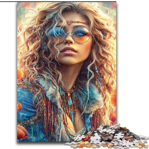 Magnifique Puzzle Ange Noir féminin de 1000 pièces pour Adultes et Adolescents, idéal pour Les Vacances à la Maison, Anti-Stress, avec Affiche et fiche de Questions-réponses Assorties (26x38cm)