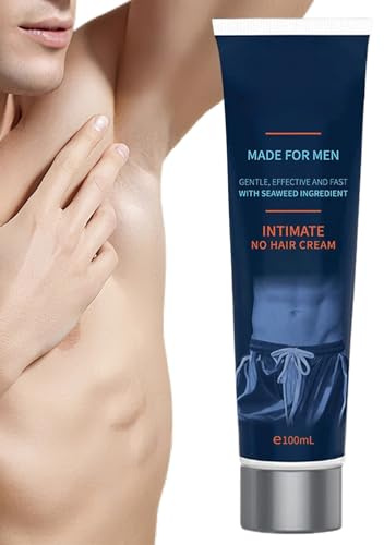 Crema epilatoria per uomo - Crema epilatoria per zone intime uomo | lenitiva per gambe torso spalle ascelle maglia | Cura secca sensibile per nuotatori e manutenzione