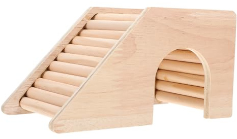 SHINEOFI Niche pour Hamster Maison Cachée Bois avec Escalier Jouet Usure Dentaire pour Hamster Accessoires de Repos et Jeu