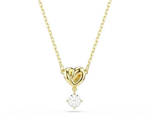 Swarovski Lifelong Pendant, Round Cut, Heart, White, Gold-Tone Plated