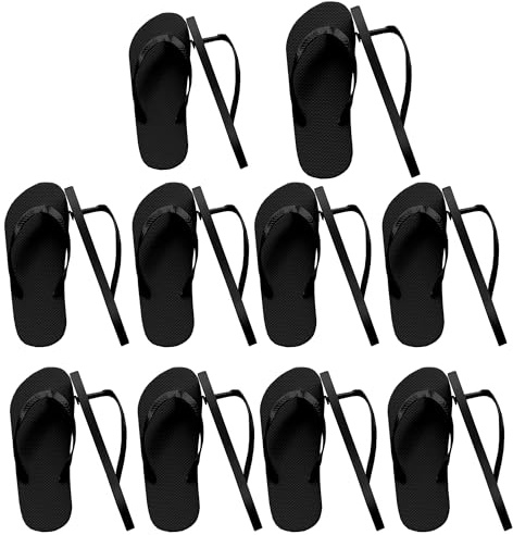 10 Pairs Bulk Flip Flops, Elegant Assorted Sizes Wedding Guest Sandals, Perfect for Special Occasions, Black