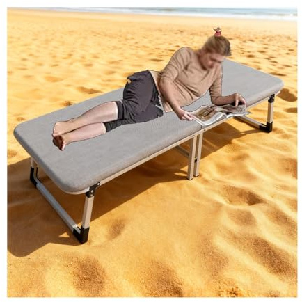 HUFIREHU GäStebett Klappbett Feldbett GäStebett Klappbar Feldbett Klappbar Sonnenliege Camping Matratze Gartenliege Wetterfest Geeignet FüR BüRoarbeit Und Nickerchen(Standard Version,185 * 80cm)