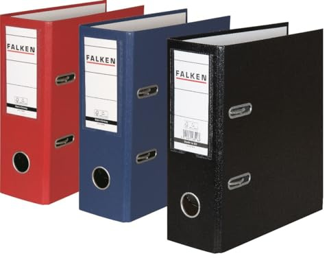 Original Falken PP-Color Kunststoff-Ordner Sonderformat. Made in Germany. 8 cm breit DIN A5 hoch mit Wechselfenster (sortiert, 3er Pack)