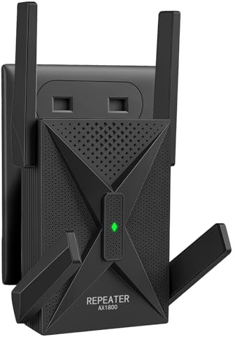 WiFi 6 Repeater, Wlan Verstärker bis 8000sq.ft 65 Geräte, Dual Band 1800Mbps Wlan Repeat mit Gigabit-LAN, AP Modus, Signalverstärker für Zuhause, Kompatibel Allen Standard-WiFi Routern, WiFi Geräten