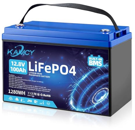 KAMCY 12V 100Ah LiFePO4 Batterie,Lithium Batterie 100A BMS mit 15000 tiefen Zyklen,Max 1280W Leistung Lithium Akku,für Wohnmobil,Solaranlage,Boot Haushalt,Camping (12.8V 100Ah)