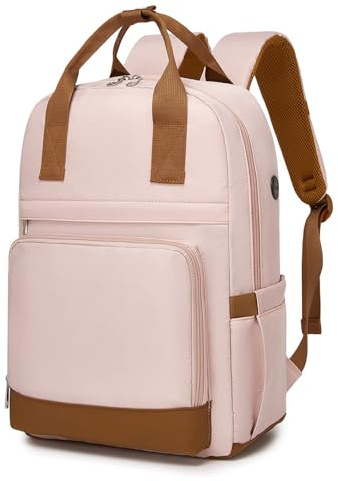 Kono Mochila para Ordenador Portátil 15,6 Pulgadas para Mujer, Rosa/Marrón | Antirrobo, Repelente al Agua, Gran Capacidad, Organización Interior, Elegante, Instituto, Universidad, Trabajo y Viajes