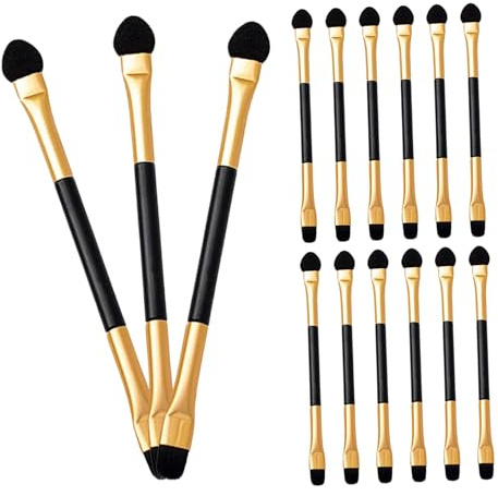 Lurrose Set de 15 Pinceles Pinceles para Sombras de Ojos Doble Punta Aplicadores de Sombra de Ojos para Mujer Mini Set de Maquillaje Multifuncional Herramientas Flexibles para Difuminar