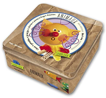 Animaux : 1 livre + des gommettes, plumes, bouchon, fil de fer...
