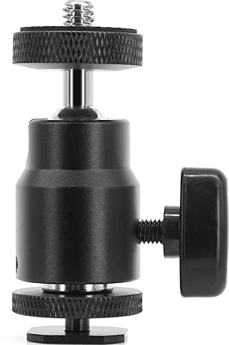 Ball Head Hot Shoe Mount Adapter 360 Degree Swivel Ballhead Shoe Mount 1/4 Tripod Screw Head with Lock and Hot Shoe Adapter for DSLR Camera Camcorder Video Light LCD Monitors Photography Studio