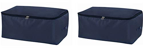 ZCHI Sacchetto di immagazzinaggio Vestiti stagionali, Porta Abiti Grande capacità con Manico Rinforzato, Organizzatore Pieghevole Traspirante con Cerniera in Acciaio Inossidabile Confezione da 2