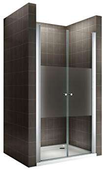 i-flair Duschtür LIMA mit Pendeltüren, Verstellbereich von 76-80 cm Höhe: 195 cm Nischentür Duschabtrennung aus teilsatiniertem 6mm NANO ESG Sicherheitsglas - DTMF 195