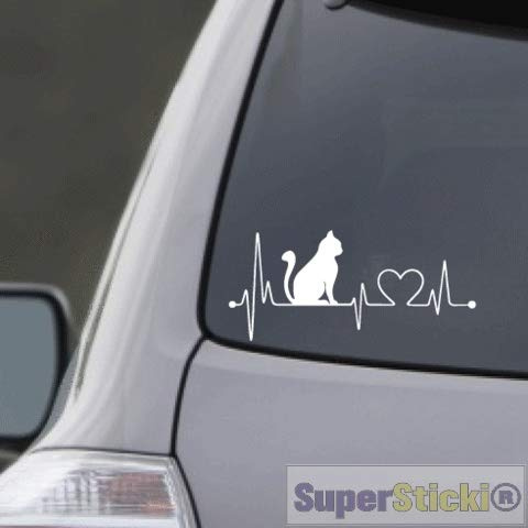 Herzschlag Katze cat Love herz ca 20 cm Tuning Racing Rennsport Renndecal Aufkleber Sticker Decal aus Hochleistungsfolie Aufkleber Autoaufkleber Tuningaufkleber Racingaufkleber Rennaufkleber von SU