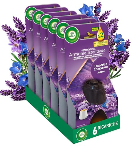 Airwick Ricariche per Diffusore di Oli Essenziali Armonia Istantanea, Confezione da 6 alla Fragranza di Lavanda Rilassante, Profumatore per Ambienti