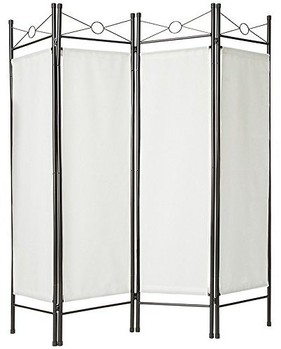 tectake® Paravent 180 x 160 cm, Separateur de pieces, 4 Panneaux en Polyester, Paravent Interieur, Modulable en 2-3-4 parties Cloison de separation Interieur Claustra intérieur Cloison amovible, Blanc