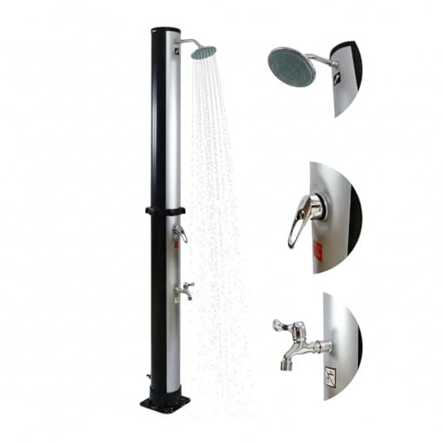 Melko Solardusche 35 Liter Gartendusche Silber Pooldusche Außendusche Campingdusche - Farbauswahl (Silber)
