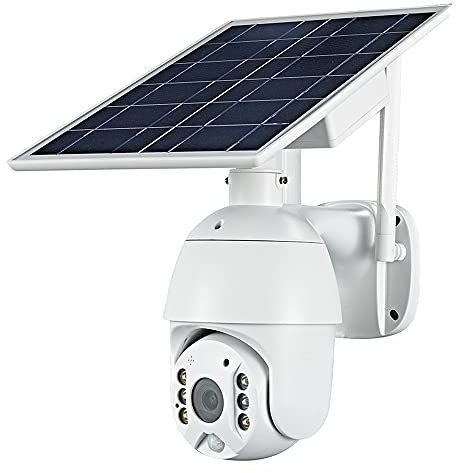 YINHA Caméra De Sécurité avec Panneau Solaire 7W, Batterie Rechargeable De 15600 MAh, Vision Nocturne 1080p, Pir Détection De Mouvement, Audio À 2 Voies, Max 12 8 Go SD/Stockage en Ligne