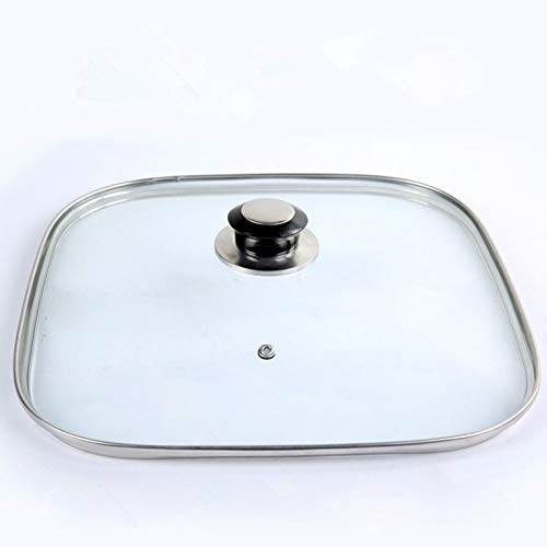 BANGHA Pan Lid 16-32cm Cookware Reinforced Square Glass Lid Tempered Wok Lid Pyrex Glass Round Chef Pan Lid With Knob Premium Quality Pan Cover Saucepan Lid (Color : 24CM)
