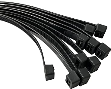 On1shelf® Attaches de câble, 1 000 mm x 12 mm, 101,6 cm de qualité supérieure, fermeture éclair en nylon solide et longue (5, noir)