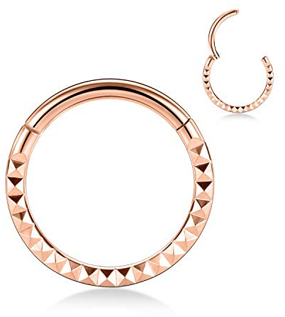 AROWRO 16 g rostfritt stål septum clicker daith rook tragus helix brosk lobe septum piercing smycke orm/pyramid/pil/stjärna design fällbar segmentring, Rostfritt stål