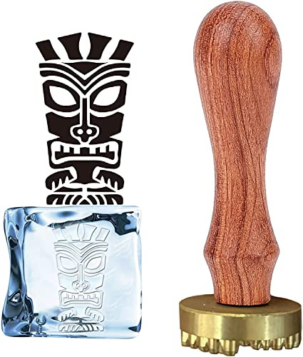 CRASPIRE Ice Stamp Cultural Relic Ice Cube Stamp Branding with Removable Brass Head & Wood Handle Vintage 1.2 for Cubes Cocktail Whiskey Mojito Drinks Bar Making DIY Crafting