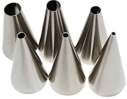 6pcs Round Piping Nozzles Set Stainless Steel Icing Piping Tips 6 Sizes Frosting Tips for Pastry, Dessert, Cake Decorating Supplies Baking Set Tools