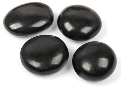 4 Stück Schwarzer Turmalin Handschmeichler | Polierte Natursteine | 4 polierte Schwarzer Turmalin Handschmeichler mit glatter Oberfläche – ideal für Sammlung, Deko und Geschenk