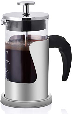 French Press Coffee Maker, 350ML Small Camping Coffee Press Stainless Steel Glass Cafetiere Tea Pot French Press Tea Press Maker Teapot