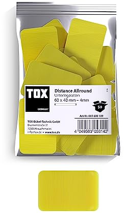 TOX Distance Allround Unterlegplatte 60 x 40 x 4 mm, 25 Stk. | Ausgleichsplatte aus Polypropylen, Kunststoff, belastbar bis 5 t, 065600109