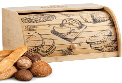 ecosa Cassetta Porta Pane in Bambù Sostenibile con Coperchio a Rotolo