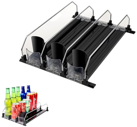 Organizador de Latas, Organizador Automático para Nevera Botellas Estante para Latas con Empujador Automático Soporte para Latas Dispensador de Latas para Cerveza Bebidas Refrescos, 15 Latas