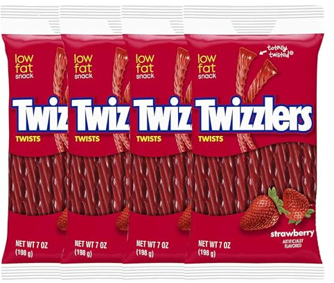 Twizzlers Strawberry 7oz Fruchtgummi aus den USA - 4er Pack (4x198g)