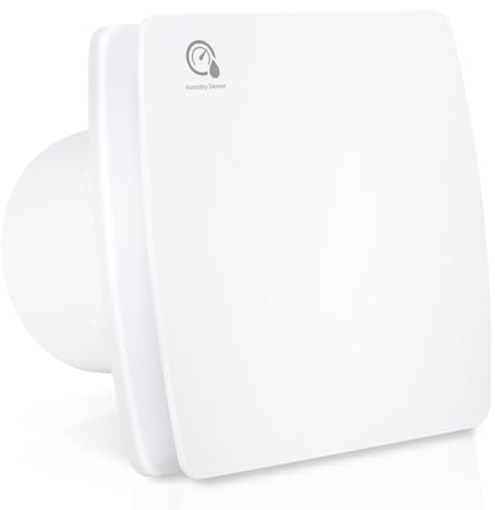 Randaco Badlüfter 100mm mit Feuchtigkeitssensor und Rückstauklappe timer｜Bad Lüfter Abluftventilator Decken und Wandmontage｜Leiser Betrieb｜Badezimmerlüfter für Küche, Bad und Keller｜Weiß