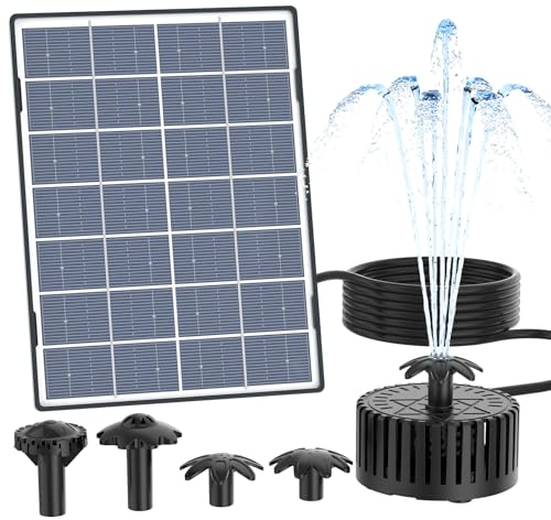 AISITIN 4,5W Solar Springbrunnen für Außen, Glas Solarbrunnen für Draussen, Solar Teichpumpe mit 3M Kabel, Solar Wasserpumpe mit 4 Effekte, Solar Fontäne Pumpe für Garten,Vogelbad,DIY Wasserspiele