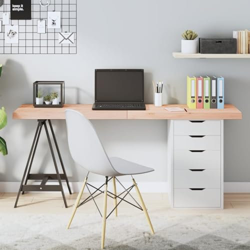 ZEYUAN Tischplatte 160x60x6 cm Massivholz Eiche Unbehandelt, Arbeitsplatte, Holzplatte, Schreibtischplatte, Waschtischplatte, Küchenarbeitsplatte - 3156325