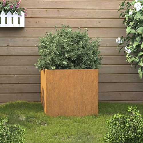 ZEYUAN Jardinière Gris 49x47x46 cm Acier corten,Jardinières,Jardinieres Exterieur,Bac Jardiniere,Bac à Fleurs Extérieur,Jardinieres Balcon,Jardinières,Jardinieres Exterieur,Bac Jardiniere,